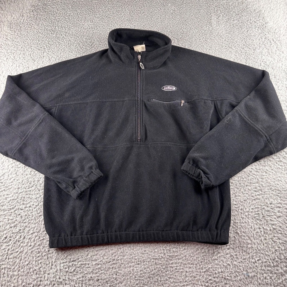 Vintage‎ Hind Fleece Pullover Jacket 1/2 Zip Mens Medium Black Made USA